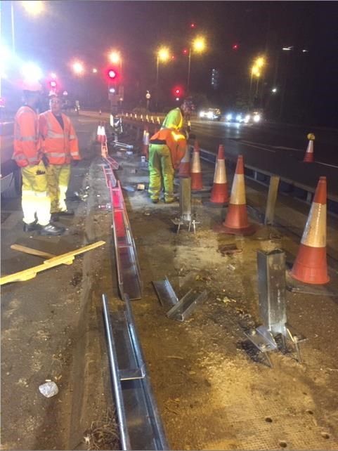 Road works and cones