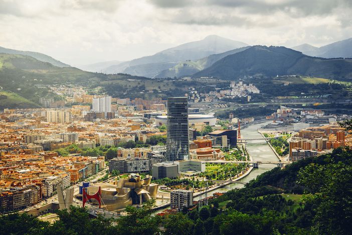 Aerial view of Bilbao, one of the most important cities in northern Spain and the biggest city in the Basque Country.