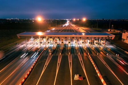 automatic point of payment on a toll road. turnpike