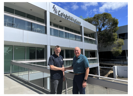Dr Paul Gray (left) and Tom Rzeznik at Cohda Wireless headquarters in Adelaide, Australia