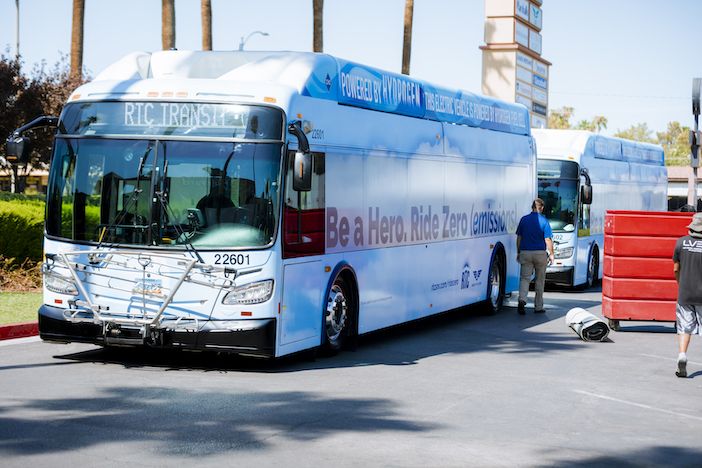 One of the new hydrogen powered Maryland Parkway Bus Rapid Transit BRT vehicles