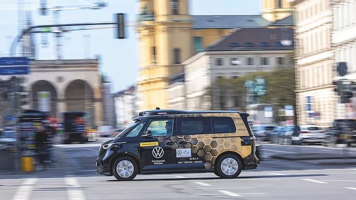 One of the VW autonomous shuttles deployed in Hamburg's Alike project