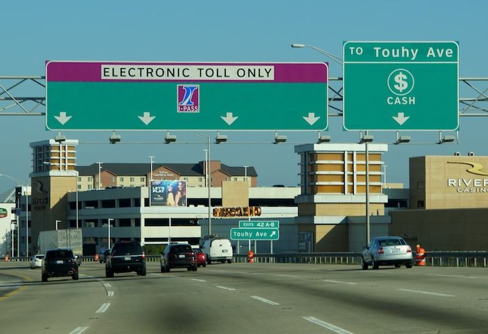 Toll signs for I-Pass users in Illinois