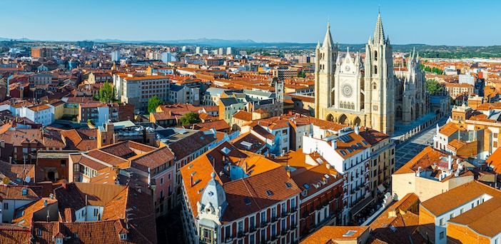 Aerial view of León, a city on the Bernesga River in northwest Spain – the capital of the Province of León