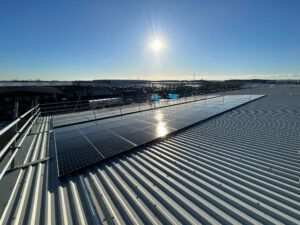 Solar panels on a hot sunny day