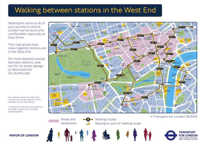 Walking map of west end of london