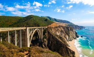 Bixby Creek Bridge in Big Sur, CA, USA towards the south