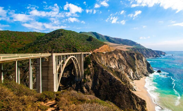 Bixby Creek Bridge in Big Sur, CA, USA towards the south