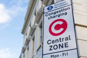 Congestion Charge signage on Millbank, London