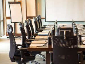 The detail shot of a meeting room, soft and select focus