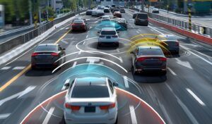 Autonomous Fleet of Vehicles Utilizing Radar Technology for Cooperative Driving and Communication