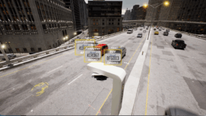 A simulated street-level view from a roadside Kapsch TrafficCom camera installation, showing three vehicles — classified as LuxurySedan, FamilyVan, and SUV — with licence plates and Kapsch branding overlaid, illustrating real-time vehicle identification and classification as part of the HoTCap system.