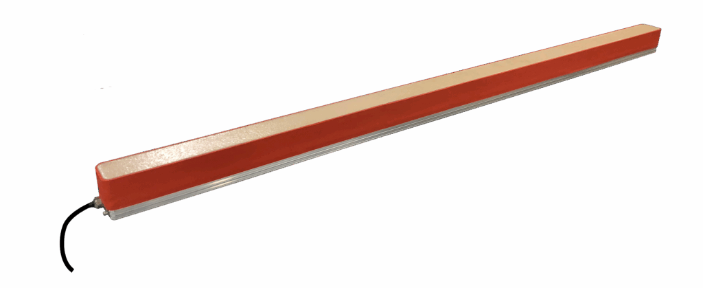 Intercomp 1.75m strain gauge strip sensor in red and white, shown against a black background