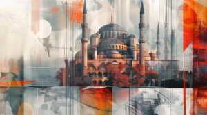 An illustration of the famous 'Blue Mosque' in Instanbul