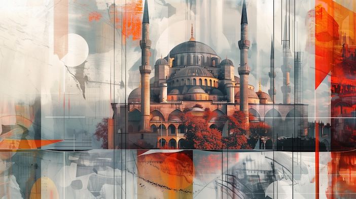 An illustration of the famous 'Blue Mosque' in Instanbul