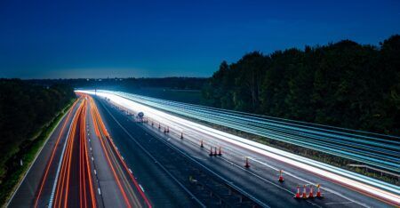 Here Road Alerts qualifies for Euro NCAP scoring Motorway fast traffic light trails at night